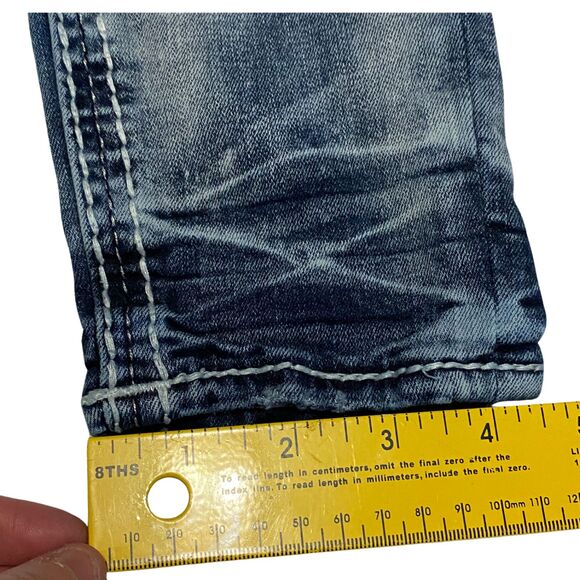 Rock Revival Distressed Ferry Ankle Skinny Jeans Bleach Wash Rhinestone Pockets - Picture 14 of 15